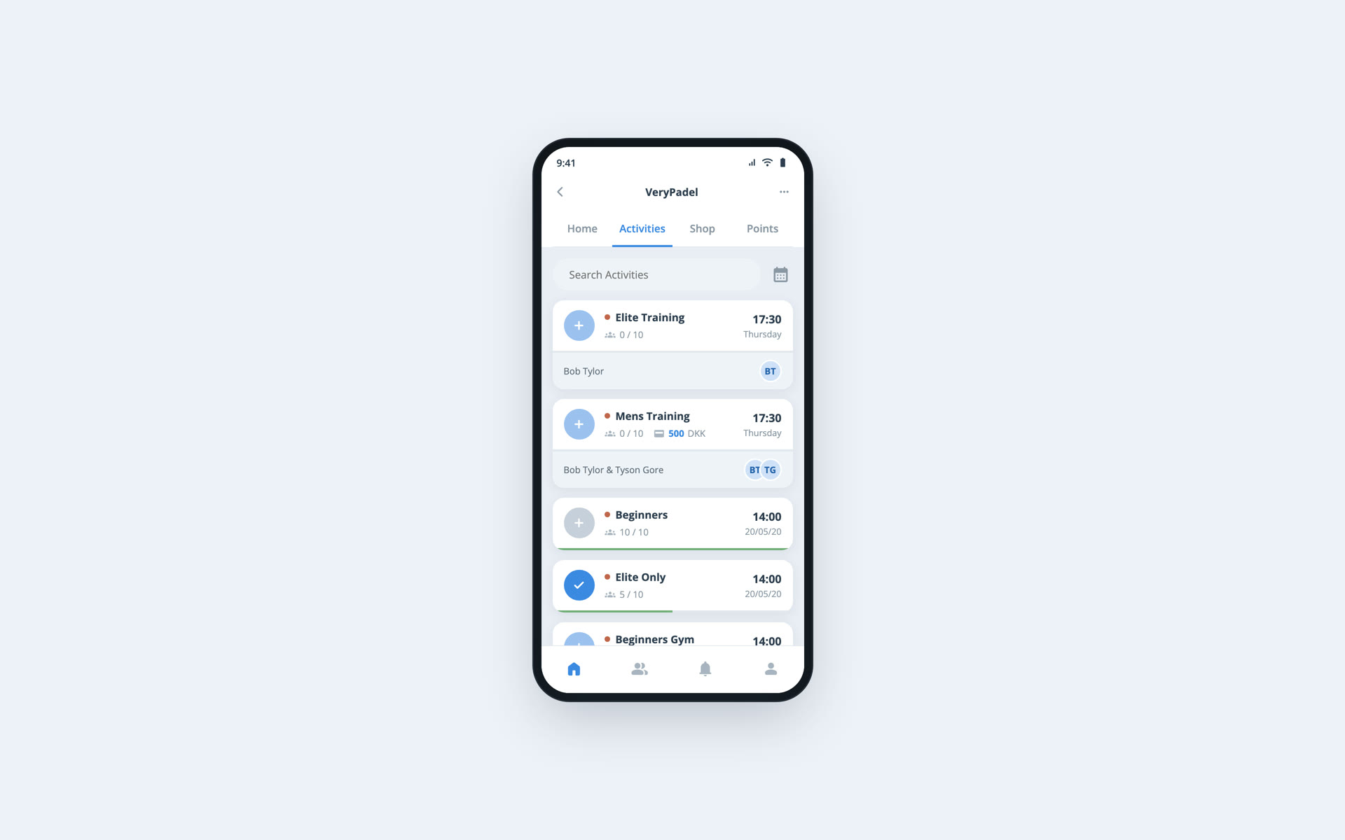 Faster signup for free activities
